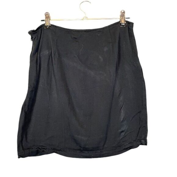 Free People Twist Front Double Layer stretch Mini Skirt Black Side Zip Size 8 - Picture 2 of 8